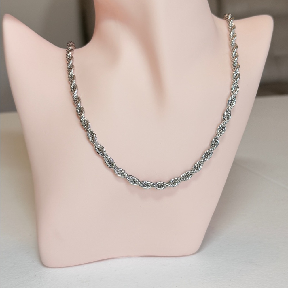 Classic Silver Rope Chain Necklace - Picture 6 of 12